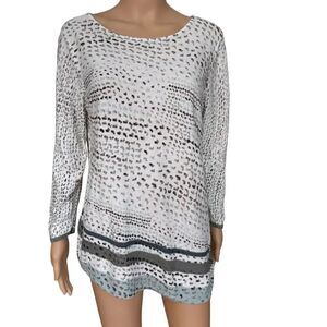 Nic + Zoe linen blend asymmetrical hem sweater tunic size L
